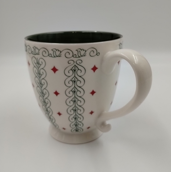 2003 Starbucks Barista Coffee Cup Mug White Green Scroll Red Diamonds 18… - Picture 5 of 13